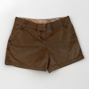 J. Crew Weathered Broken In Classic Twill Chino Shorts Size 6 Brown 4.5" Inseam